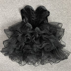 Strapless Velvet Ruffle Mini Dress H6676