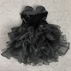 Strapless Velvet Ruffle Mini Dress H6676