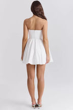 Strapless White Pleated Mini Dress H6360