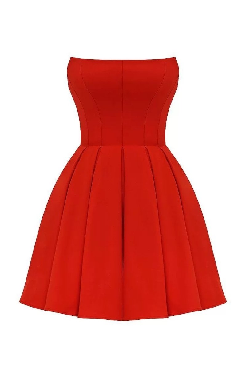 Strapless White Pleated Mini Dress H6360