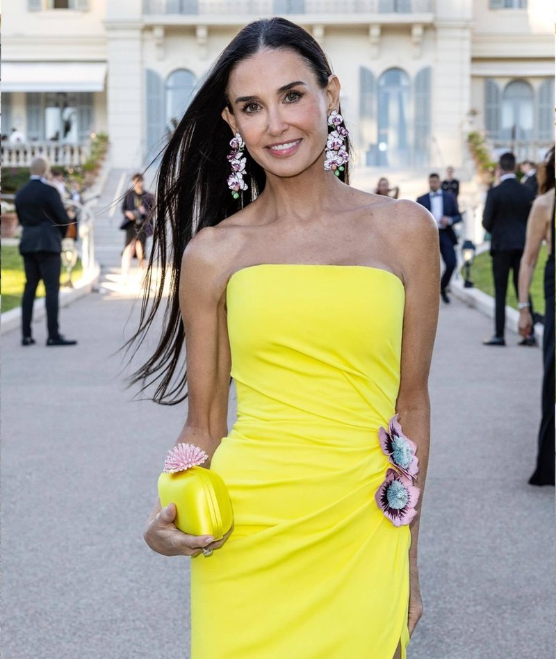 Strapless Yellow Draped Gown with Floral Accent H6340