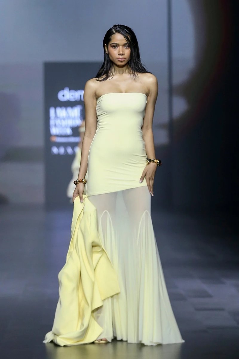 Strapless Yellow Satin Mermaid Gown H6846