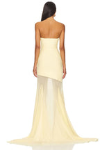 Strapless Yellow Satin Mermaid Gown H6846