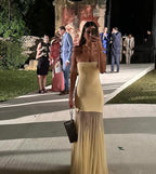 Strapless Yellow Satin Mermaid Gown H6846