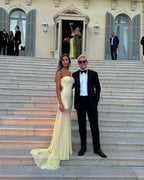Strapless Yellow Satin Mermaid Gown H6846