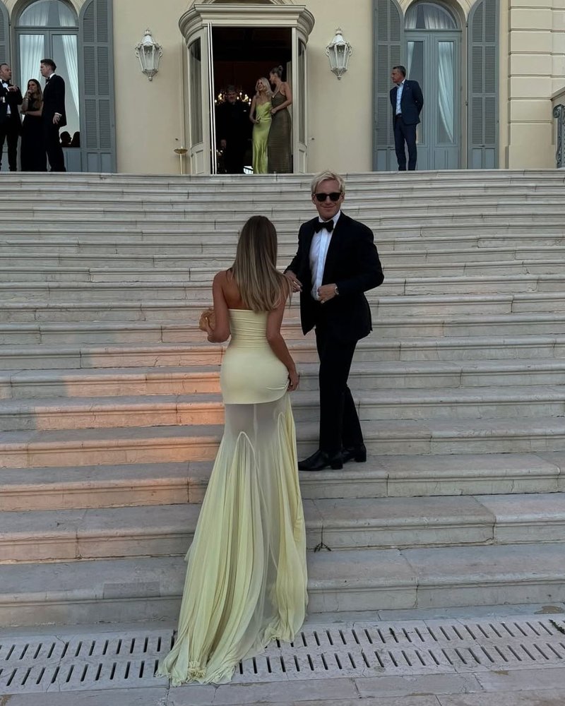 Strapless Yellow Satin Mermaid Gown H6846