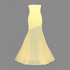 Strapless Yellow Satin Mermaid Gown H6846