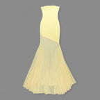 Strapless Yellow Satin Mermaid Gown H6846