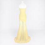 Strapless Yellow Satin Mermaid Gown H6846