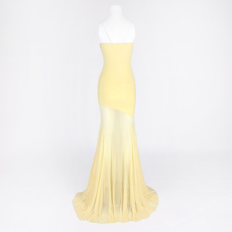 Strapless Yellow Satin Mermaid Gown H6846