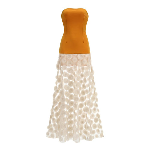 Strapless Yellow Top with Floral Skirt H6873