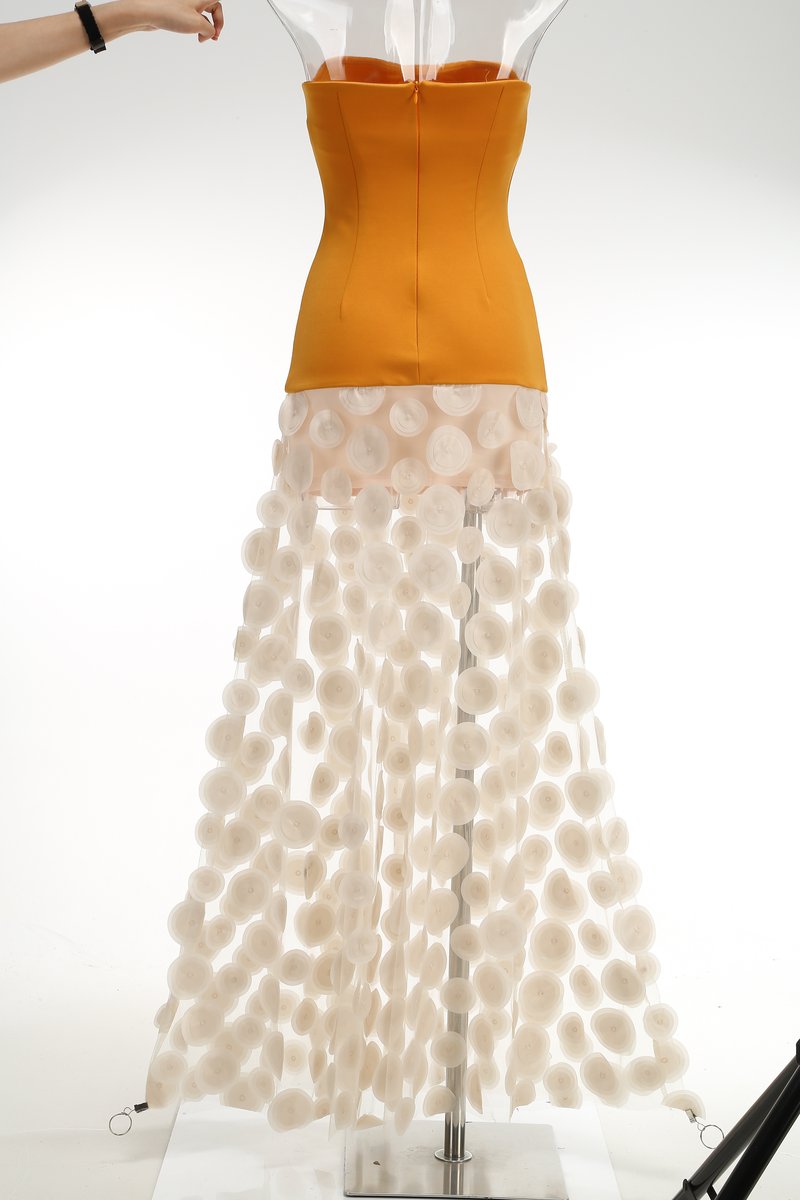 Strapless Yellow Top with Floral Skirt H6873