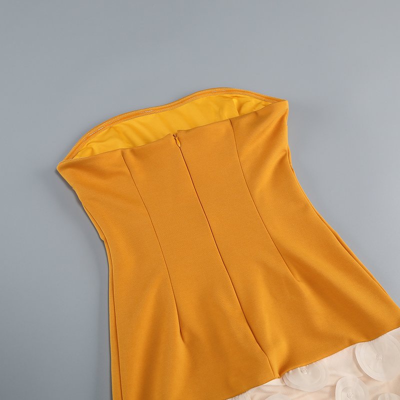 Strapless Yellow Top with Floral Skirt H6873