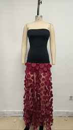 Strapless Yellow Top with Floral Skirt H6873
