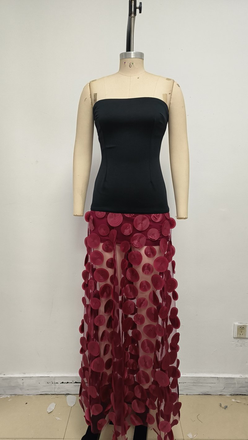 Strapless Yellow Top with Floral Skirt H6873
