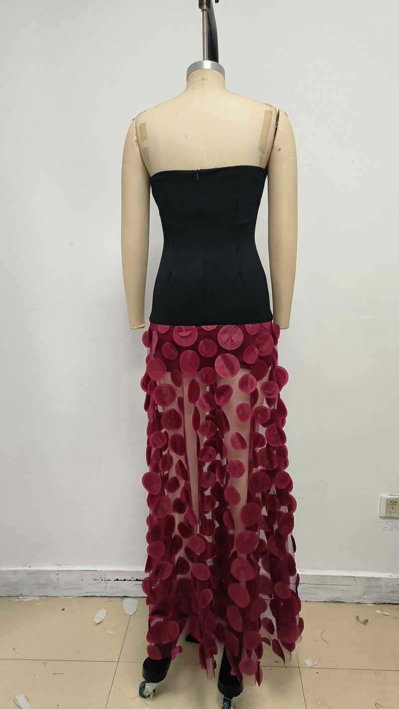 Strapless Yellow Top with Floral Skirt H6873