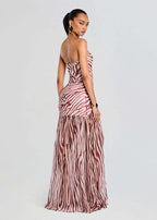 Strapless Zebra Print Asymmetrical Dress H6675