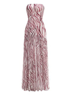 Strapless Zebra Print Asymmetrical Dress H6675