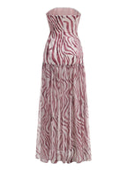 Strapless Zebra Print Asymmetrical Dress H6675