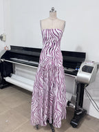 Strapless Zebra Print Asymmetrical Dress H6675