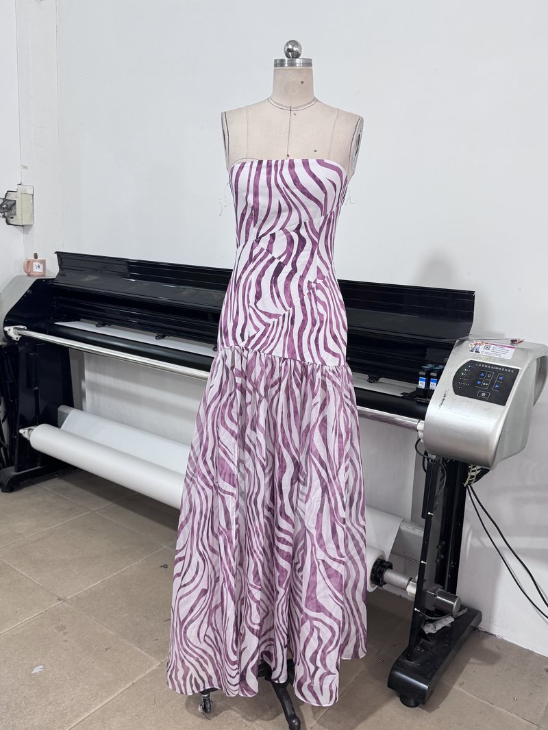 Strapless Zebra Print Asymmetrical Dress H6675