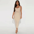 Strappy Beige Bandage Midi Dress H6145