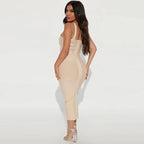 Strappy Beige Bandage Midi Dress H6145
