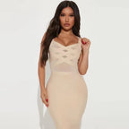 Strappy Beige Bandage Midi Dress H6145
