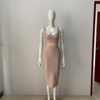 Strappy Beige Bandage Midi Dress H6145