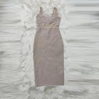 Strappy Beige Bandage Midi Dress H6145