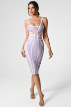 Strappy Cutout Purple Bandage Dress H4124