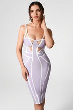 Strappy Cutout Purple Bandage Dress H4124