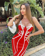 Strappy Cutout Purple Bandage Dress H4124