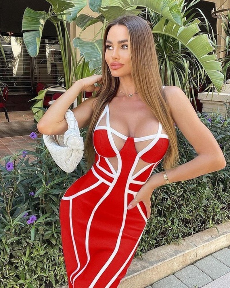 Strappy Cutout Purple Bandage Dress H4124