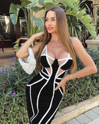 Strappy Cutout Purple Bandage Dress H4124