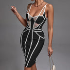 Strappy Cutout Purple Bandage Dress H4124