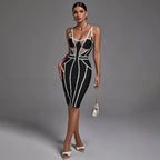 Strappy Cutout Purple Bandage Dress H4124