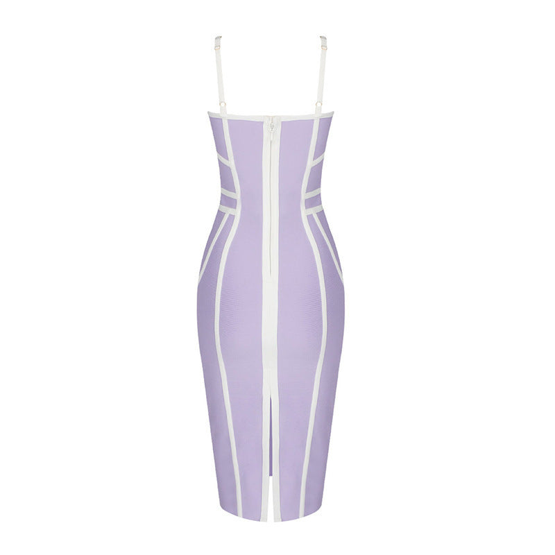 Strappy Cutout Purple Bandage Dress H4124