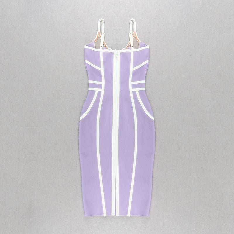 Strappy Cutout Purple Bandage Dress H4124