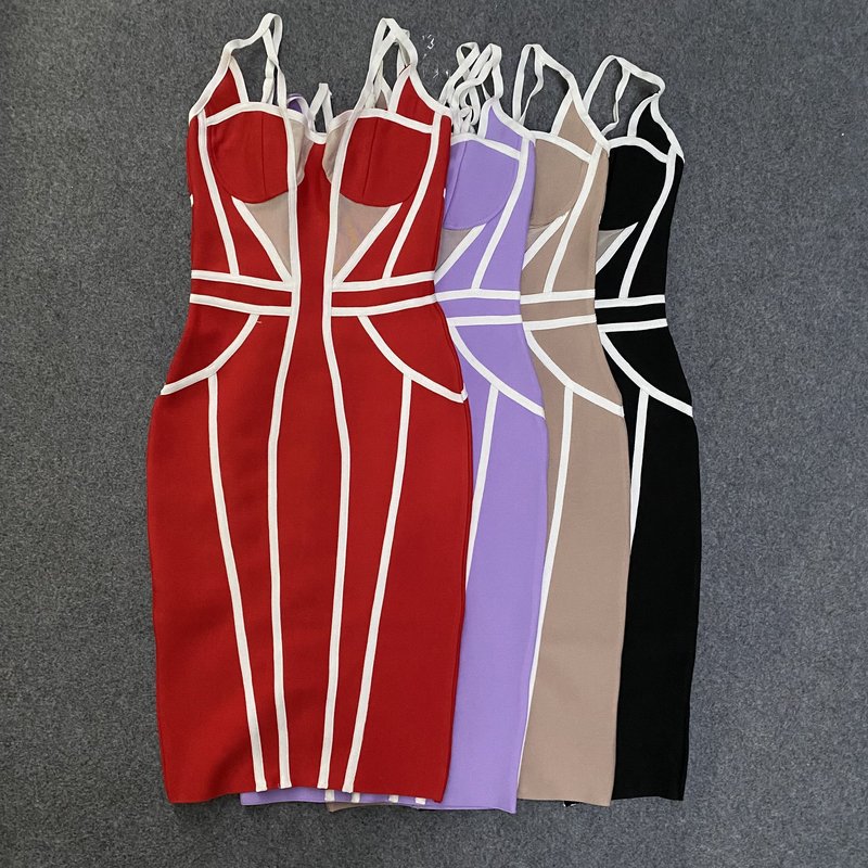 Strappy Cutout Purple Bandage Dress H4124