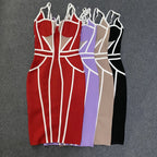 Strappy Cutout Purple Bandage Dress H4124