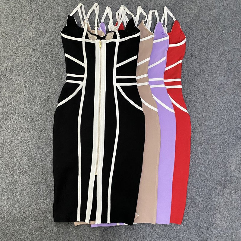 Strappy Cutout Purple Bandage Dress H4124