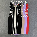 Strappy Cutout Purple Bandage Dress H4124