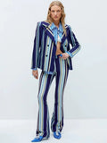 Striped Wide-Leg Suit Set H6501