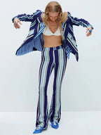 Striped Wide-Leg Suit Set H6501
