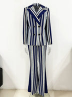 Striped Wide-Leg Suit Set H6501