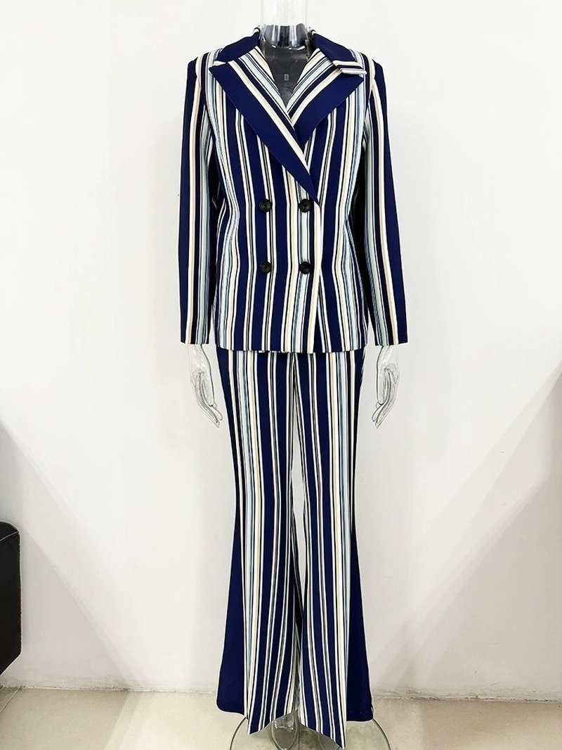 Striped Wide-Leg Suit Set H6501