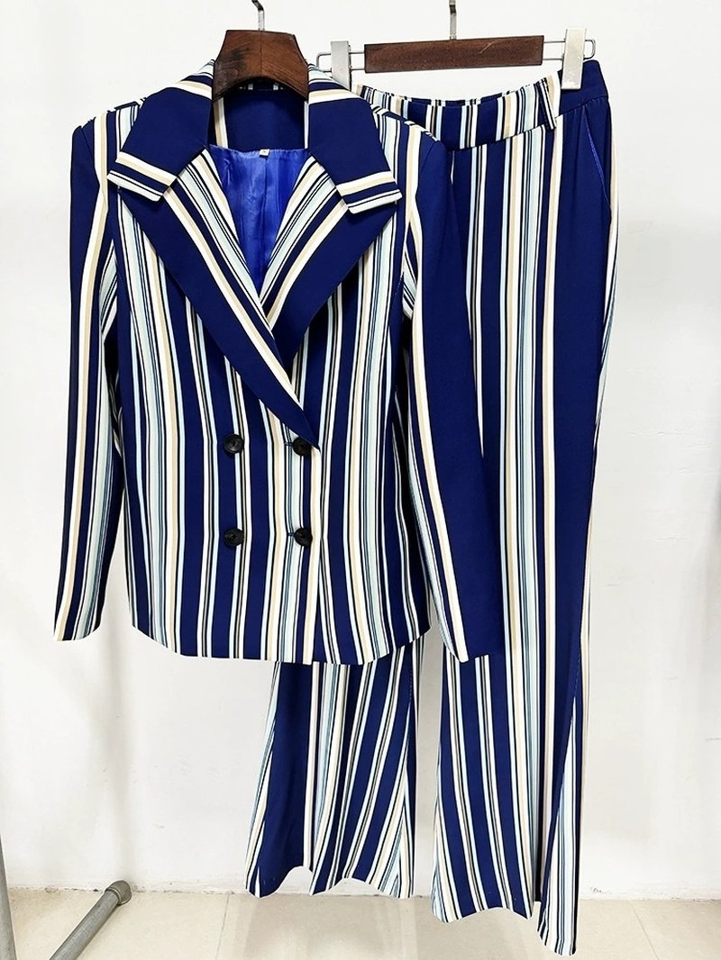 Striped Wide-Leg Suit Set H6501