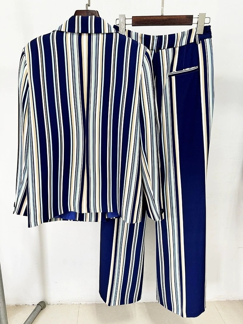 Striped Wide-Leg Suit Set H6501