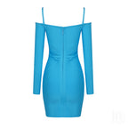 Turquoise Cutout Mini Dress with Wide Brim Hat H4117